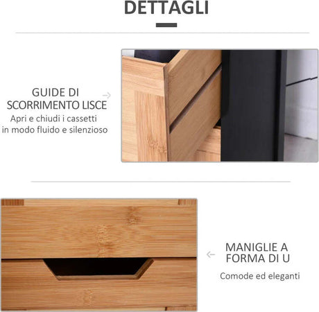 Colonna-Bagno-con-2-Cassetti-e-3-Vani-Aperti-in-Legno-MDF-e-Bambù-30x30x144.3-cm-YH2834-208YH2