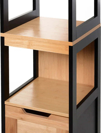 Colonna-Bagno-con-2-Cassetti-e-3-Vani-Aperti-in-Legno-MDF-e-Bambù-30x30x144.3-cm-YH2834-208YH2