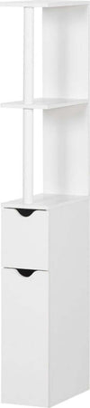 Colonna-Bagno-con-2-Ripiani-e-2-Armadietti,-Mobile-Alto-Salvaspazio-15.2x29.8x118-cm,-Bianco-ER9834-456ER9