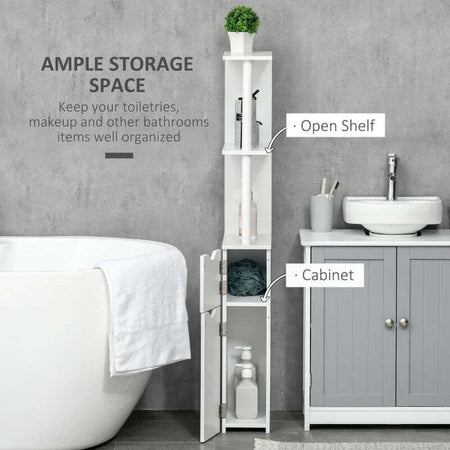 Colonna-Bagno-con-2-Ripiani-e-2-Armadietti,-Mobile-Alto-Salvaspazio-15.2x29.8x118-cm,-Bianco-ER9834-456ER9
