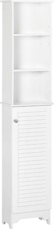 Colonna-Bagno-con-Ripiano-a-3-Livelli-e-Armadietto-Chiuso,-in-MDF-e-Truciolato,-34x20x165-cm,-Bianco-RF5834-242RF5