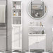 Colonna-Bagno-con-Ripiano-a-3-Livelli-e-Armadietto-Chiuso,-in-MDF-e-Truciolato,-34x20x165-cm,-Bianco-RF5834-242RF5