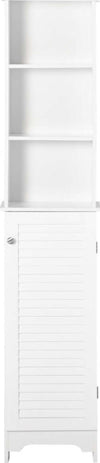 Colonna-Bagno-con-Ripiano-a-3-Livelli-e-Armadietto-Chiuso,-in-MDF-e-Truciolato,-34x20x165-cm,-Bianco-RF5834-242RF5
