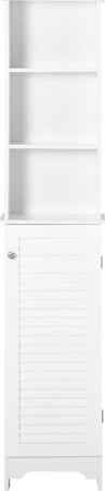 Colonna-Bagno-con-Ripiano-a-3-Livelli-e-Armadietto-Chiuso,-in-MDF-e-Truciolato,-34x20x165-cm,-Bianco-RF5834-242RF5