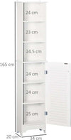 Colonna-Bagno-con-Ripiano-a-3-Livelli-e-Armadietto-Chiuso,-in-MDF-e-Truciolato,-34x20x165-cm,-Bianco-RF5834-242RF5