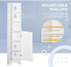 Colonna-Bagno-con-Ripiano-a-3-Livelli-e-Armadietto-Chiuso,-in-MDF-e-Truciolato,-34x20x165-cm,-Bianco-RF5834-242RF5