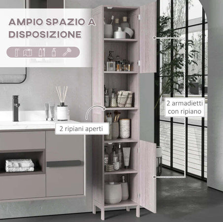Colonna-Bagno-in-MDF-con-2-Armadietti-e-2-Ripiani-Aperti,-30x32x172.5-cm,-color-Legno-VG3834-212VG3