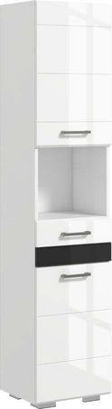 Colonna-Bagno-in-MDF-con-Ripiano-Aperto,-Cassetto-e-Armadietto-Chiuso,-37x32.5x170-cm,-Bianco-TG8834-633V00WTTG8