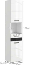 Colonna-Bagno-in-MDF-con-Ripiano-Aperto,-Cassetto-e-Armadietto-Chiuso,-37x32.5x170-cm,-Bianco-TG8834-633V00WTTG8