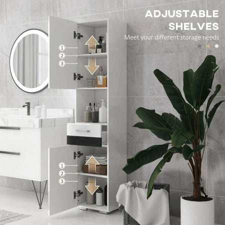 Colonna-Bagno-in-MDF-con-Ripiano-Aperto,-Cassetto-e-Armadietto-Chiuso,-37x32.5x170-cm,-Bianco-TG8834-633V00WTTG8