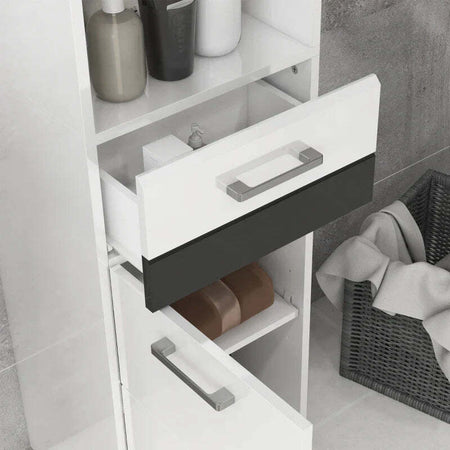 Colonna-Bagno-in-MDF-con-Ripiano-Aperto,-Cassetto-e-Armadietto-Chiuso,-37x32.5x170-cm,-Bianco-TG8834-633V00WTTG8