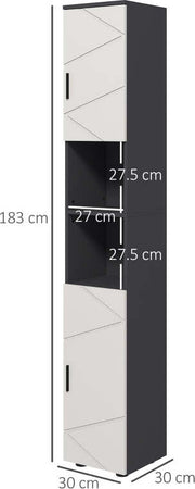 Colonna-Bagno-in-Truciolato-con-2-Ripiani-Aperti-e-2-Armadietti-a-2-Livelli,-30x30x183-cm,-Grigio-QS3834-628V80LGQS3