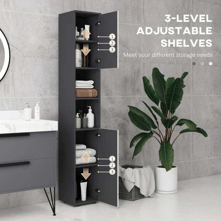 Colonna-Bagno-in-Truciolato-con-2-Ripiani-Aperti-e-2-Armadietti-a-2-Livelli,-30x30x183-cm,-Grigio-QS3834-628V80LGQS3