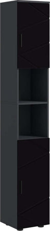 Colonna-Bagno-in-Truciolato-con-2-Ripiani-Aperti-e-2-Armadietti-a-2-Livelli,-30x30x183-cm,-Nero-e-Grigio-RF8834-628V80BKRF8