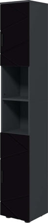 Colonna-Bagno-in-Truciolato-con-2-Ripiani-Aperti-e-2-Armadietti-a-2-Livelli,-30x30x183-cm,-Nero-e-Grigio-RF8834-628V80BKRF8