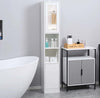 Colonna-Bagno-Salvaspazio-in-Legno-con-Specchio-e-Apertura-a-Pressione,-30x28x170cm,-Bianco-KL7834-461V01KL7