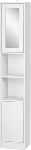 Colonna-Bagno-Salvaspazio-in-Legno-con-Specchio-e-Apertura-a-Pressione,-30x28x170cm,-Bianco-KL7834-461V01KL7