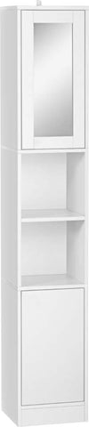 Colonna-Bagno-Salvaspazio-in-Legno-con-Specchio-e-Apertura-a-Pressione,-30x28x170cm,-Bianco-KL7834-461V01KL7