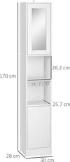 Colonna-Bagno-Salvaspazio-in-Legno-con-Specchio-e-Apertura-a-Pressione,-30x28x170cm,-Bianco-KL7834-461V01KL7