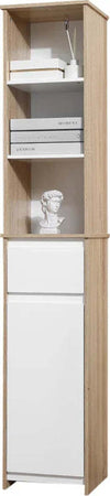 Colonna-bagno,-Scaffale-Bagno-Salvaspazio-in-Legno,-Mobiletto-a-Colonna-con-Ripiani,-Armadietto-e-Cassetto,-Bianco,-32.6x30x171.2cm-RF6834-318RF6