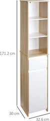 Colonna-bagno,-Scaffale-Bagno-Salvaspazio-in-Legno,-Mobiletto-a-Colonna-con-Ripiani,-Armadietto-e-Cassetto,-Bianco,-32.6x30x171.2cm-RF6834-318RF6