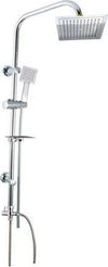 Colonna-Doccia-Bagno-Moderna-Saliscendi-Soffione-Quadrato-Portasapone-98cm-59395