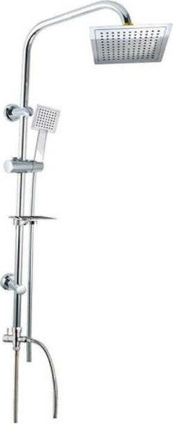 Colonna-Doccia-Bagno-Moderna-Saliscendi-Soffione-Quadrato-Portasapone-98cm-59395