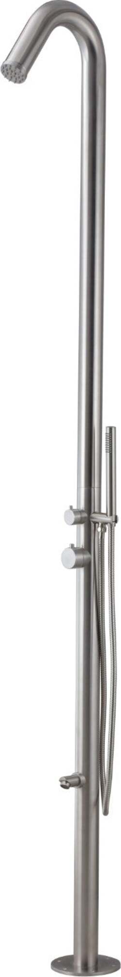 Colonna-doccia-da-esterno-Betulla-a-pavimento-inox-spazzolato-con-lava-piedi