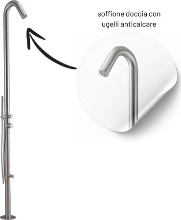 Colonna-doccia-da-esterno-Betulla-a-pavimento-inox-spazzolato-con-lava-piedi