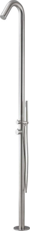 Colonna-doccia-da-esterno-Leccio-a-pavimento-inox-spazzolato-acqua-calda-e-fredda