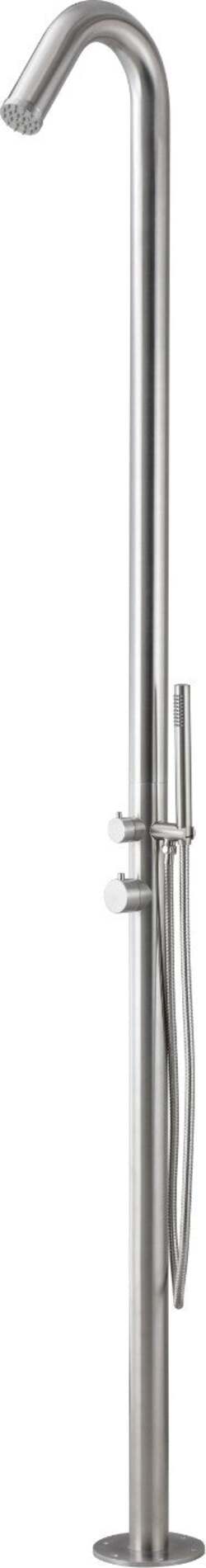 Colonna-doccia-da-esterno-Leccio-a-pavimento-inox-spazzolato-acqua-calda-e-fredda