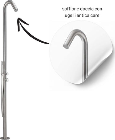 Colonna-doccia-da-esterno-Leccio-a-pavimento-inox-spazzolato-acqua-calda-e-fredda