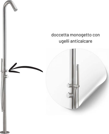 Colonna-doccia-da-esterno-Leccio-a-pavimento-inox-spazzolato-acqua-calda-e-fredda