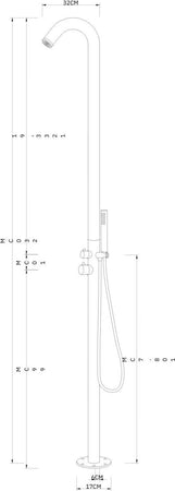 Colonna-doccia-da-esterno-Leccio-a-pavimento-inox-spazzolato-acqua-calda-e-fredda