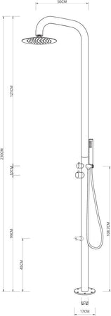 Colonna-doccia-Ginepro-da-esterno-con-lava-piedi-a-pavimento-acciaio-inox