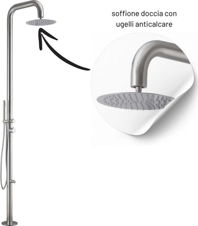 Colonna-doccia-Ginepro-da-esterno-con-lava-piedi-a-pavimento-acciaio-inox