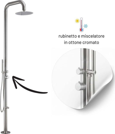 Colonna-doccia-Ginepro-da-esterno-con-lava-piedi-a-pavimento-acciaio-inox