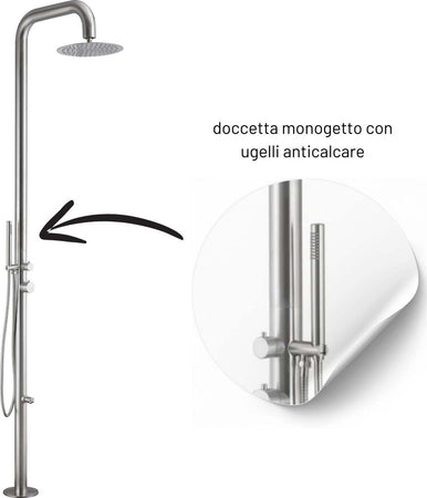 Colonna-doccia-Ginepro-da-esterno-con-lava-piedi-a-pavimento-acciaio-inox