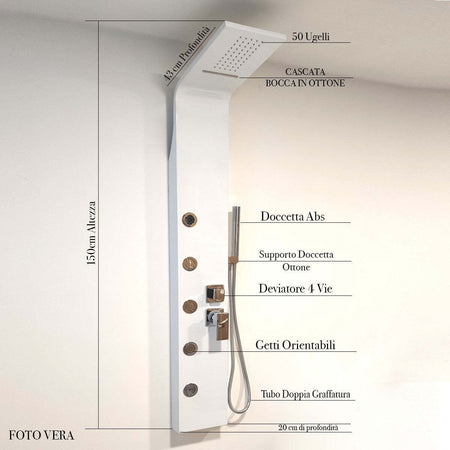 Colonna-Doccia-Idromassaggio-acciaio-Bianco-Zaffiro