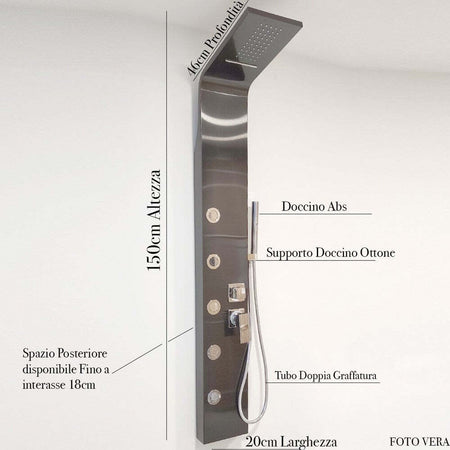 Colonna-Doccia-Idromassaggio-acciaio-spazzolato-Nero-Zaffiro