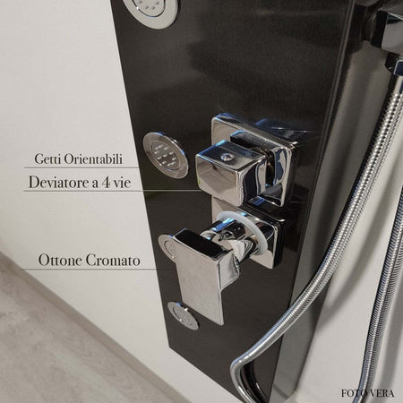 Colonna-Doccia-Idromassaggio-acciaio-spazzolato-Nero-Zaffiro