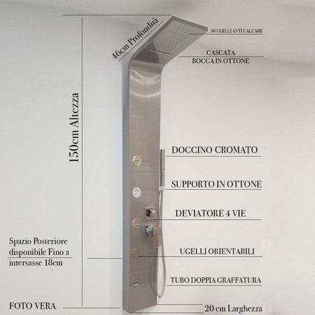Colonna-Doccia-Idromassaggio-acciaio-spazzolato-Zaffiro