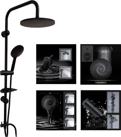 Colonna Doccia Saliscendi Altezza Regolabile Set Completo Soffione Doccetta Nero Fai da te/Attrezzature per cucine e bagni/Attrezzature per bagni/Docce e componenti doccia/Filtri supporti e soffioni doccia/Docce fisse Trade Shop italia - Napoli, Commerciovirtuoso.it