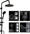 Colonna-Doccia-Saliscendi-Altezza-Regolabile-Set-Completo-Soffione-Doccetta-Nero
