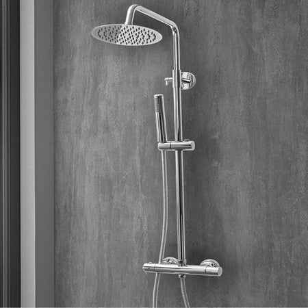 Colonna-Doccia-Termostatica-cromata-con-soffione-tondo-e-doccino-Easy