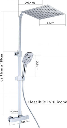 Colonna-Doccia-Termostatica-cromata-soffione-quadrato-25x25-Malta