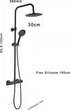 Colonna-Doccia-Termostatica-nera-con-Soffione-rotondo-da-30-e-doccietta-Black-Shower