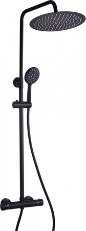 Colonna-Doccia-Termostatica-nera-con-Soffione-rotondo-da-30-e-doccietta-Black-Shower
