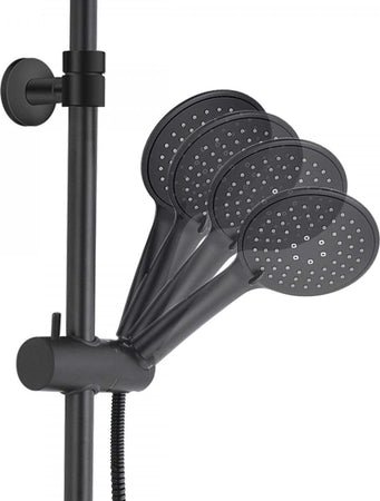 Colonna-Doccia-Termostatica-nera-con-Soffione-rotondo-da-30-e-doccietta-Black-Shower