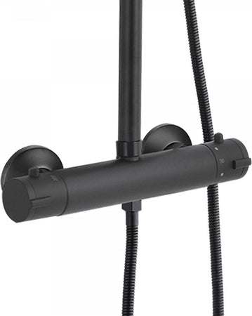 Colonna-Doccia-Termostatica-nera-con-Soffione-rotondo-da-30-e-doccietta-Black-Shower
